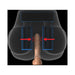 Diagram showing dual gyrating motors inside a bubble butt masturbator applying pressure and vibration to a realistic penis model.