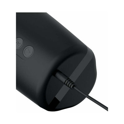 Close-up of the black PDX Elite Moto Bator 2 showing the USB charging port and control buttons.