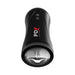 Black PDX Elite Moto Stroker with clear textured sleeve and control buttons for vibration and thrusting functions.