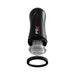 PDX Elite Moto Stroker in black with removable clear textured sleeve and separate black ring on white background.