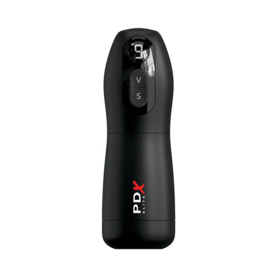 Black PDX Elite Suck-O-Matic with digital display and control buttons for suction and vibration settings.