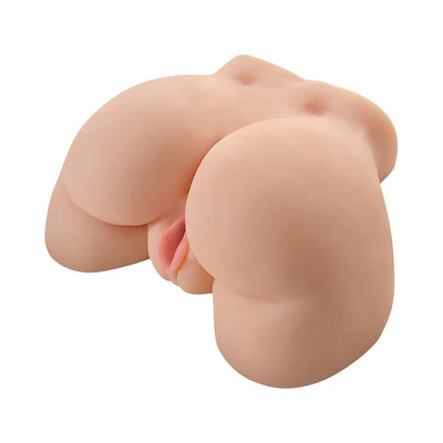 Realistic flesh-toned vibrating torso with dual openings, designed for versatile intimate pleasure.
