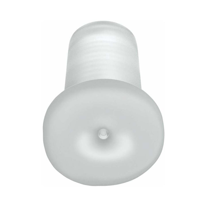 Frosted translucent Pdx Extreme Wet Stroker Slide & Glide with textured interior and soft, squeezable material.