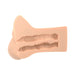 Cross-section view of PDX Plus Pick Your Pleasure XL Stroker showing dual textured interior tunnels in light skin tone material.