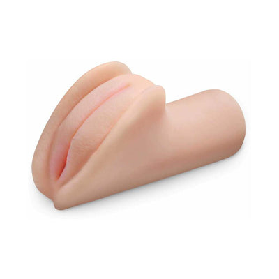 Compact PDX Plus Pleasure Stroker Light in soft, lifelike flesh tone with realistic texture and detailed design.
