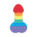 Rainbow-colored silicone pop-it fidget toy with bubble-popping features in a playful shape.