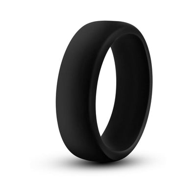 Black silicone ring with a smooth, flat design for comfortable and secure fit.