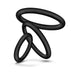 Set of three black silicone cock rings in varying sizes displayed on a white background.