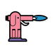 Pink elephant-shaped torch lighter with a blue flame and a playful, minimalist design.