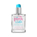 Clear 4oz glass bottle of Pink Water water-based lubricant with blue pump and pink and blue label text.