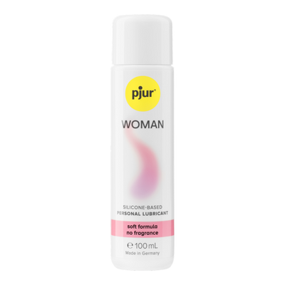 Pjur Woman Body Glide silicone-based personal lubricant bottle with soft formula and no fragrance, 100ml size.