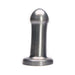 Compact stainless steel dildo with smooth rounded tip and flared base for comfortable, secure use.