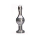 Metallic silver anal toy with a rounded orb center and tapered tip, designed for comfortable and secure use.