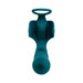 Deep teal rechargeable silicone anal plug with thrusting beaded shaft and vibrating ball cradle design.