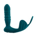 Deep teal rechargeable silicone anal plug with textured shaft and vibrating ball cradle design.