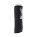 Side view of the Playboy End Game Rechargeable Stroker in black with a clear window and white cap.