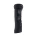 Black rechargeable stroker with textured inner sleeve visible through a clear window and control buttons on the side.