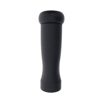 Black cylindrical rechargeable stroker with smooth matte finish and USB Type-C charging ports on both ends.