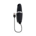 Black rechargeable silicone clitoral suction vibrator with USB charging cable and power button.