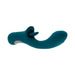 Playboy Harmony Deep Teal silicone vibrator with curved G-spot stimulator and clitoral tongue attachment.