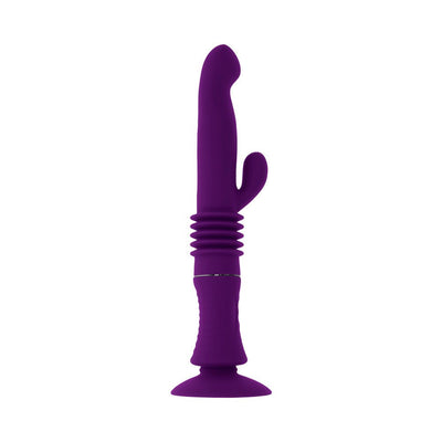 Playboy Hoppy Ending Rechargeable Silicone Thrusting Rabbit Vibrator Acai - SexToy.com