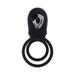 Black rechargeable silicone double ring with control button and Playboy logo on top.