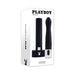 Playboy Pleasure Zone 2AM black thrusting vibrator with textured head and sleek charging case on white box packaging.
