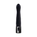 Black silicone vibrator with diamond-textured tapered head and metallic base with control buttons.