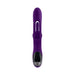Purple rechargeable silicone dual stim vibrator with mid-shaft flapper and sleek black base panel.