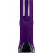 Close-up of purple silicone dual stim vibrator with flapper and Playboy logo on the handle.