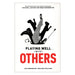 Book cover for Playing Well With Others featuring black and white striped stockings, black boots, handcuffs, and a riding crop illustration.