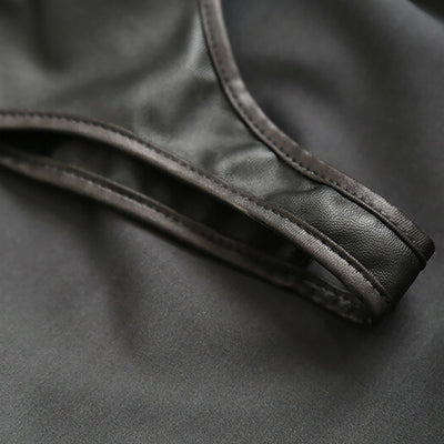 Ple'sur Adjustable Pvc Spanking Skirt With Built-in Thong Black