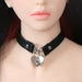 Ple'sur Pvc Collar With Heart Lock & Key Black - SexToy.com