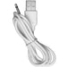 White USB charging cable with small round plug for Pocket Rocket Elite rechargeable bullet vibrator.