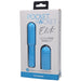 Packaging of Pocket Rocket Elite rechargeable blue silicone vibrator with removable textured sleeve by Doc Johnson