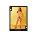 Playing card featuring a woman in patterned bikini bottoms and heels against a gold background, labeled Tera Patrick.