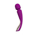 Purple ergonomic smart wand massager with curved handle and smooth rounded head.