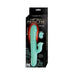 Mint green silicone dual-action vibrator with clitoral stimulator, USB rechargeable, in black and gold Princess Passion Heat packaging.