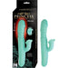 Mint green silicone dual-motor vibrator with clitoral stimulator, shown with black and gold Princess Passion Heat packaging.