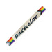 Progress Bachelor sash with bold black script and colorful Progress Pride Flag accents on a white background.