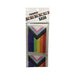Packaged Progress Flag sash featuring vibrant rainbow and inclusive colors for pride celebrations and events.