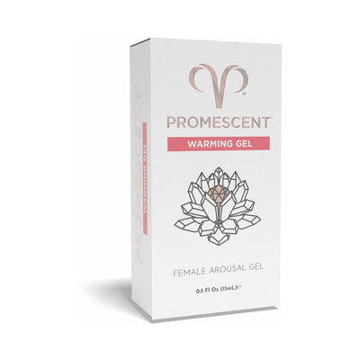 Promescent Female Arousal Warming Gel 0.5 oz box with floral geometric design and pink accent text