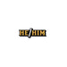 He/Him pronoun enamel pin with gold glitter letters on a black background, stylish and bold accessory.