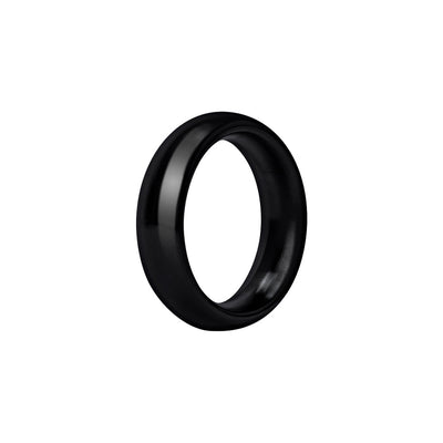 Black smooth 40mm diameter aluminum ring with a rounded profile for discreet, comfortable wear.