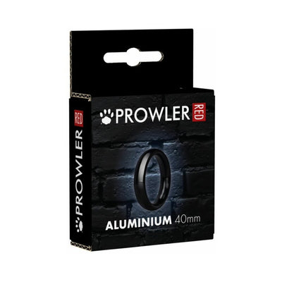 Black aluminum 40mm Prowler Red ring in branded black packaging with white and red text.