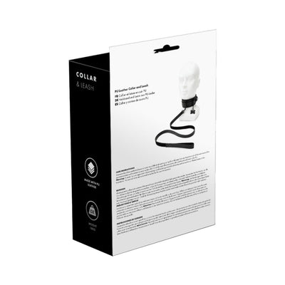 Packaging box of Prowler red collar and leash set made with PU leather, featuring product image and care instructions on the back.