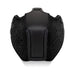 Black neoprene puppy muzzle with quilted texture and snap buttons for secure fit and comfort.