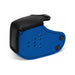 Blue and black neoprene puppy muzzle with snap closures and ventilation holes for comfortable wear.