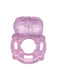 Translucent purple vibrating ring with textured stimulator and ergonomic design for enhanced pleasure.