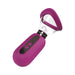 Compact rechargeable vulva and breast pump with silicone seal and control buttons in purple and black design.